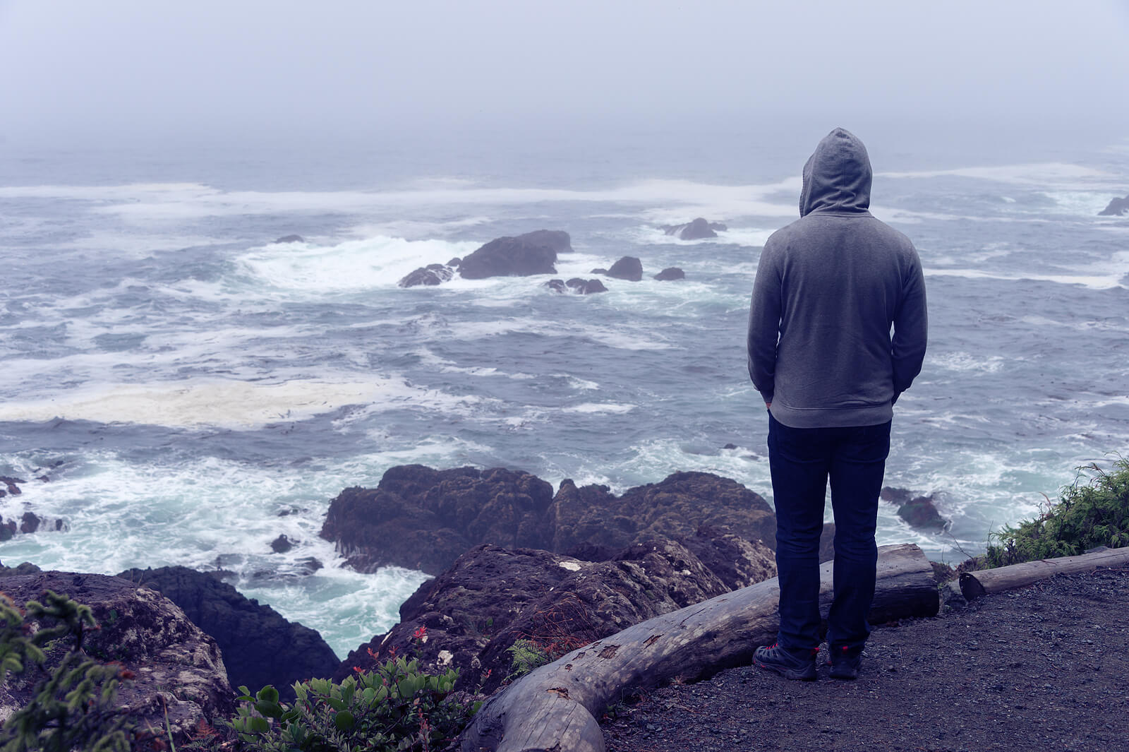 Image of a man standing on the side of a hill looking out at a stormy sea. If you are struggling with the loss of a loved one, discover how grief counseling in Saint Petersburg, FL can help you cope.