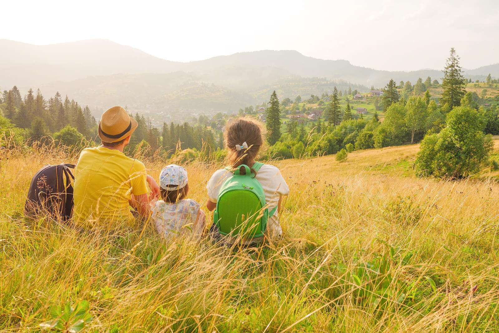 Image of a family sitting on a grassy hill looking out over a valley. Uncover your child's strengths with the help of child neuropsych testing in Saint Petersburg, FL.