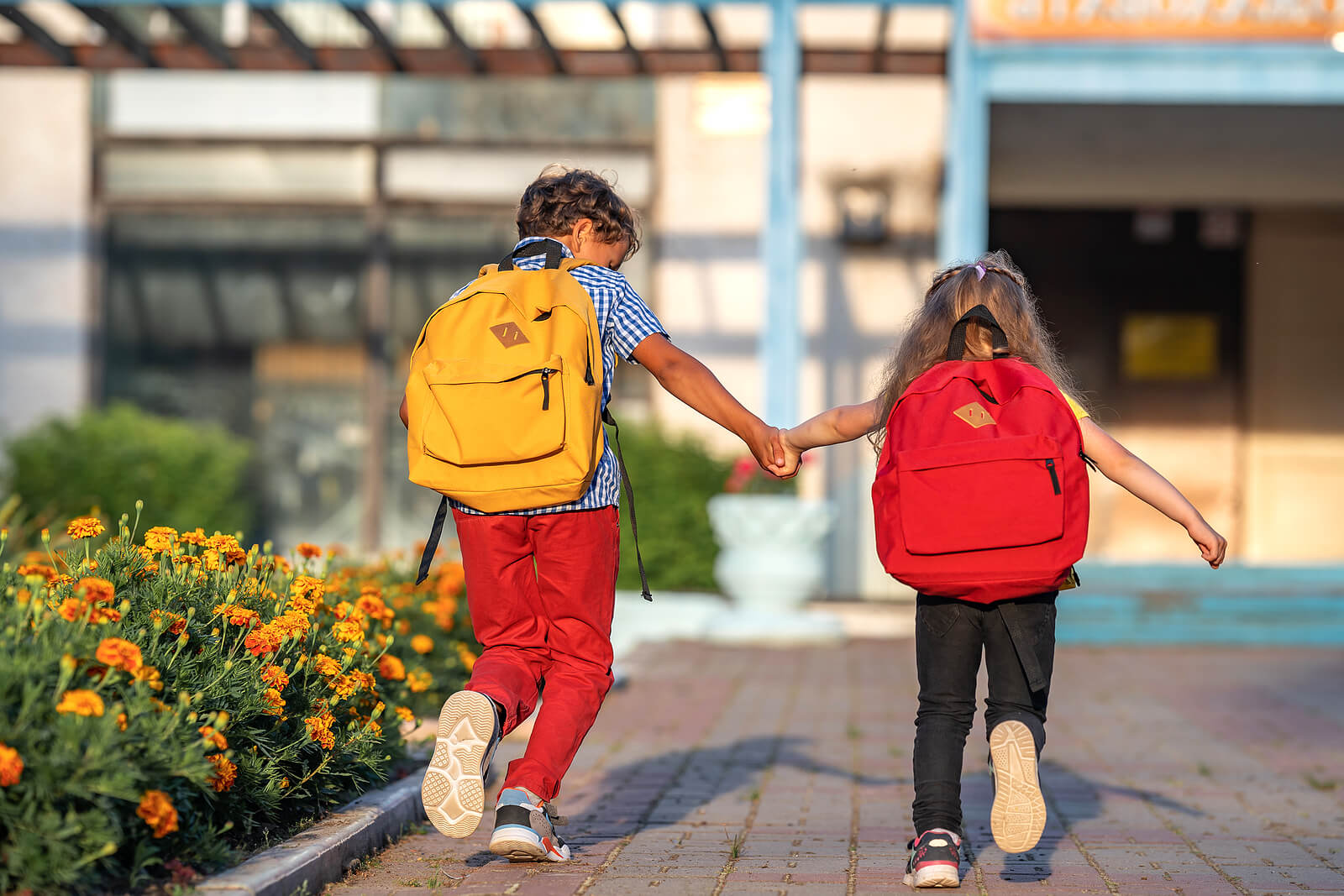 Photo of a small boy and girl walking into school holding hands and carrying backpacks. Assess your child's learning abilities with the help of a skilled neuropsychologist with child neuropsych testing in Saint Petersburg, FL. 