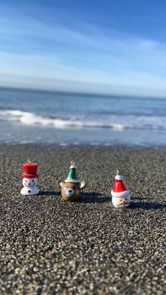 Three christmas decorations sitting on the beach at the holidays. Stress and family drama higher during the holidays? Holiday stress can be normal. Call now to see how a Saint Petersburg, FL family therapist can help manage your anxiety and stress symptoms. 