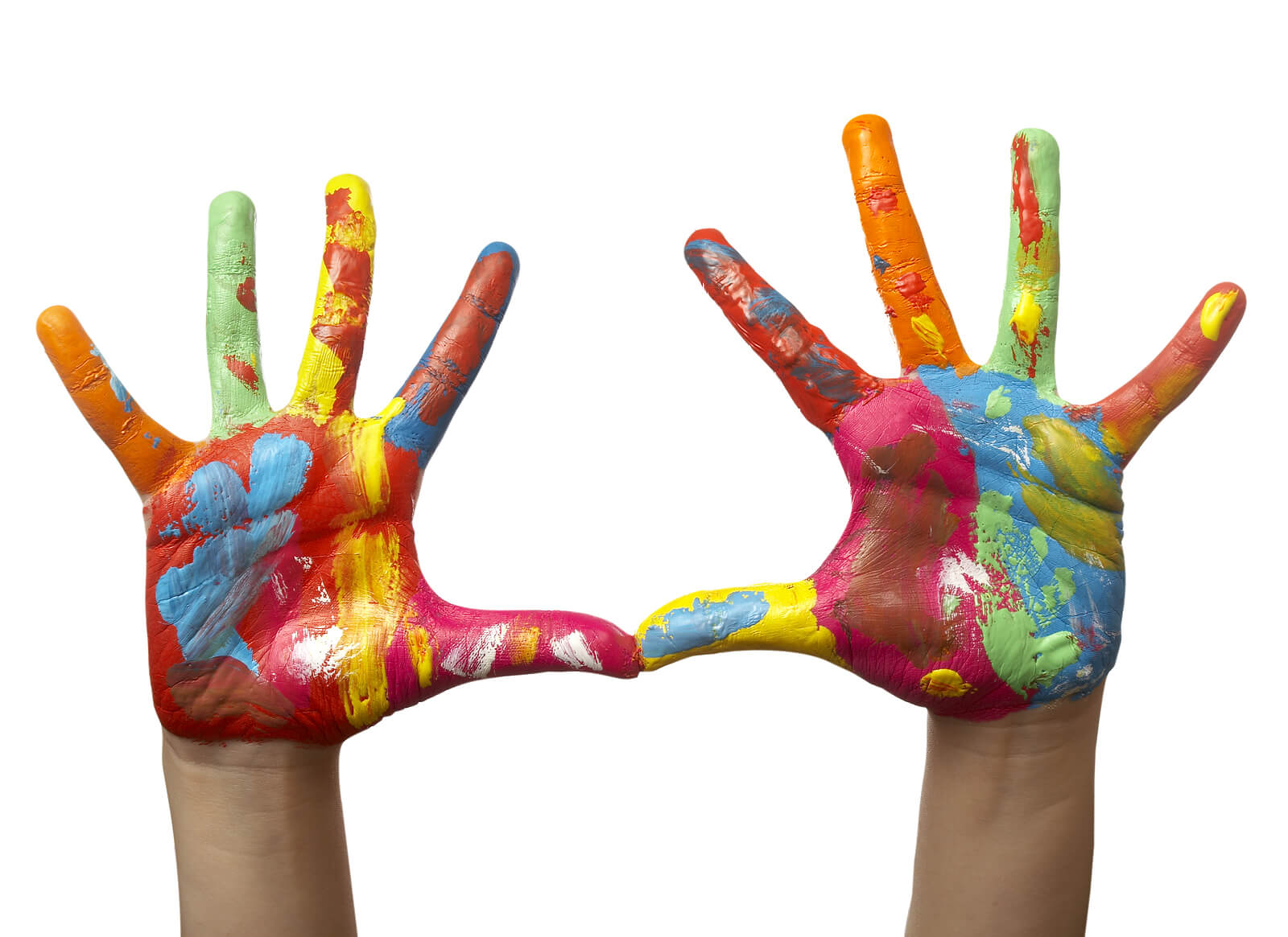 Image of a child's hands covered in multicolored paint. Discover ways your child can begin healing from grief with the help of grief counseling in Saint Petersburg, FL.