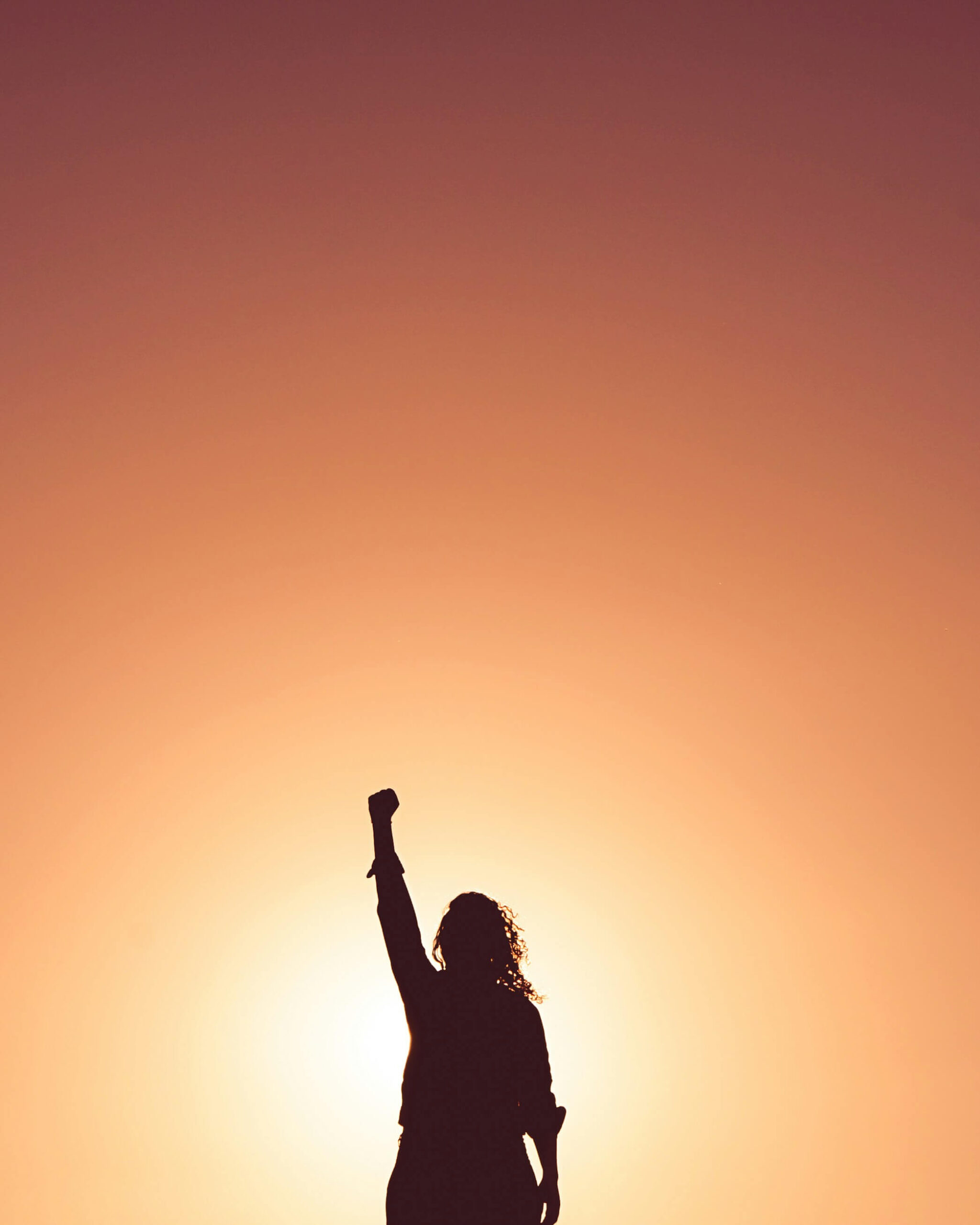 Image of a woman standing with her hand raised in the air during sunset. Discover how you can begin finding your resilience with the help of trauma therapy in Saint Petersburg, FL.